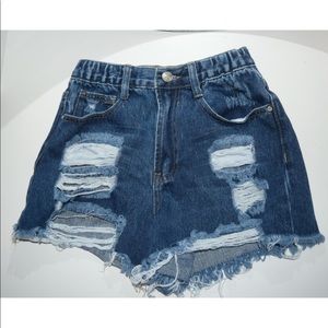 High waisted denim shorts
